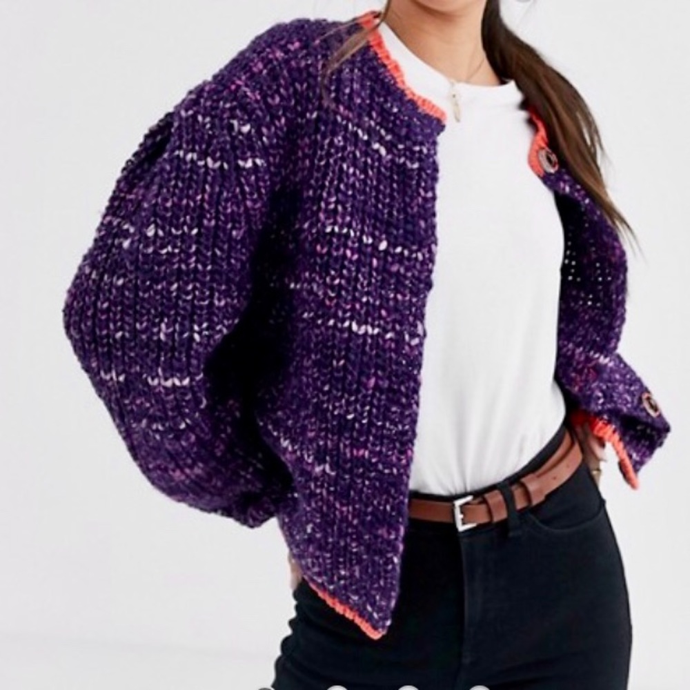 Free People Walk On By space knit cardigan